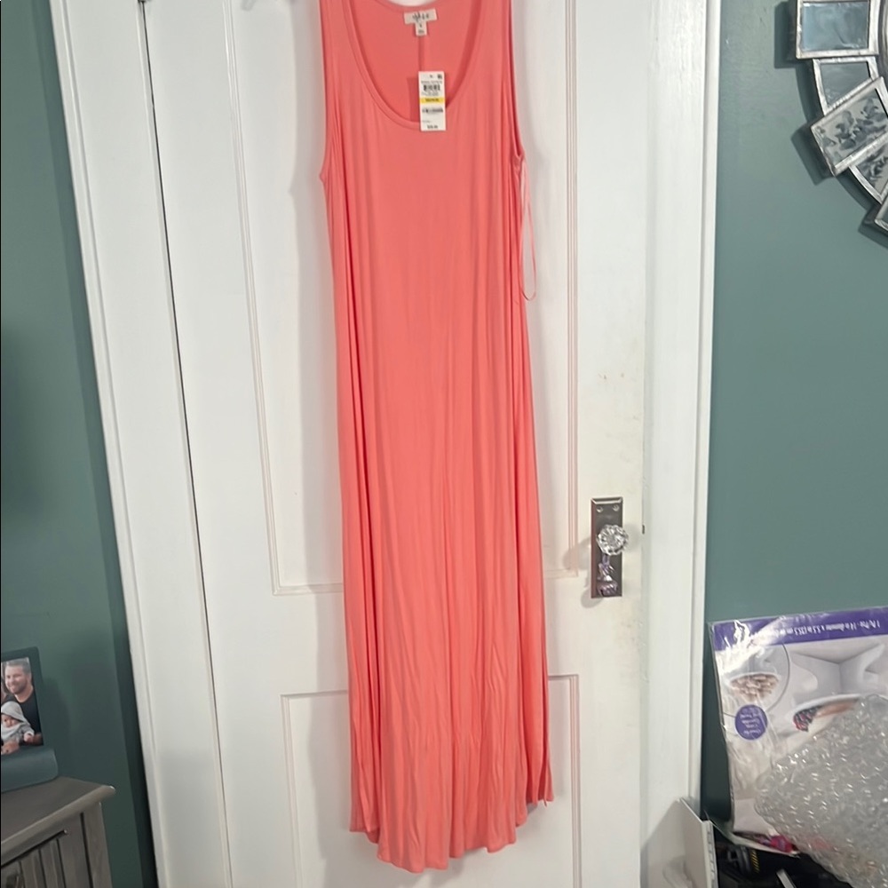 Coral Sleeveless Maxi Dress